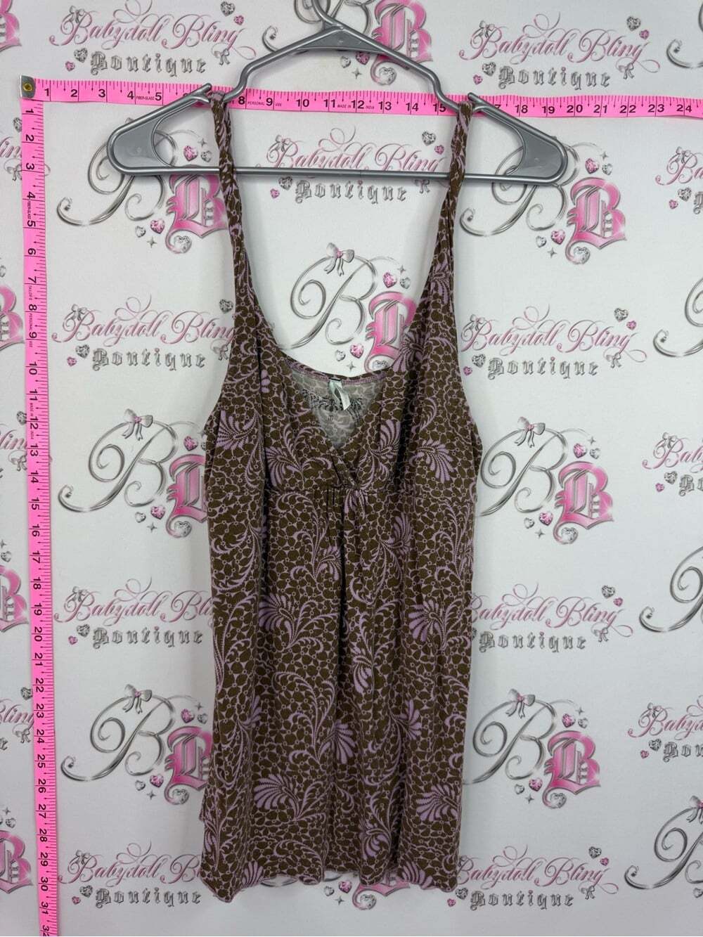 PINKERTON tank top y2k purple Brown Floral Print Tank Top